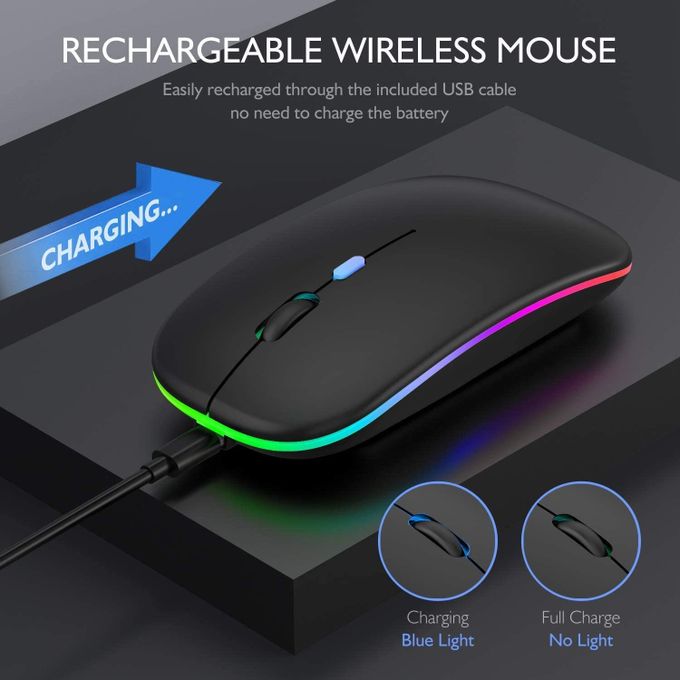 GUEETON 2.4G Bluetooth Dual Mode Rechargeable Wireless Mouse Black